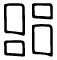 Icône de quatre blocs de différentes tailles disposés de manière asymétrique, représentant la modularité et l'organisation dans un style minimaliste de Notion